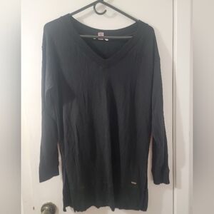 Free** Victoria's Secret Black V-Neck Long Sleeve Slit Side Tunic Dress Top